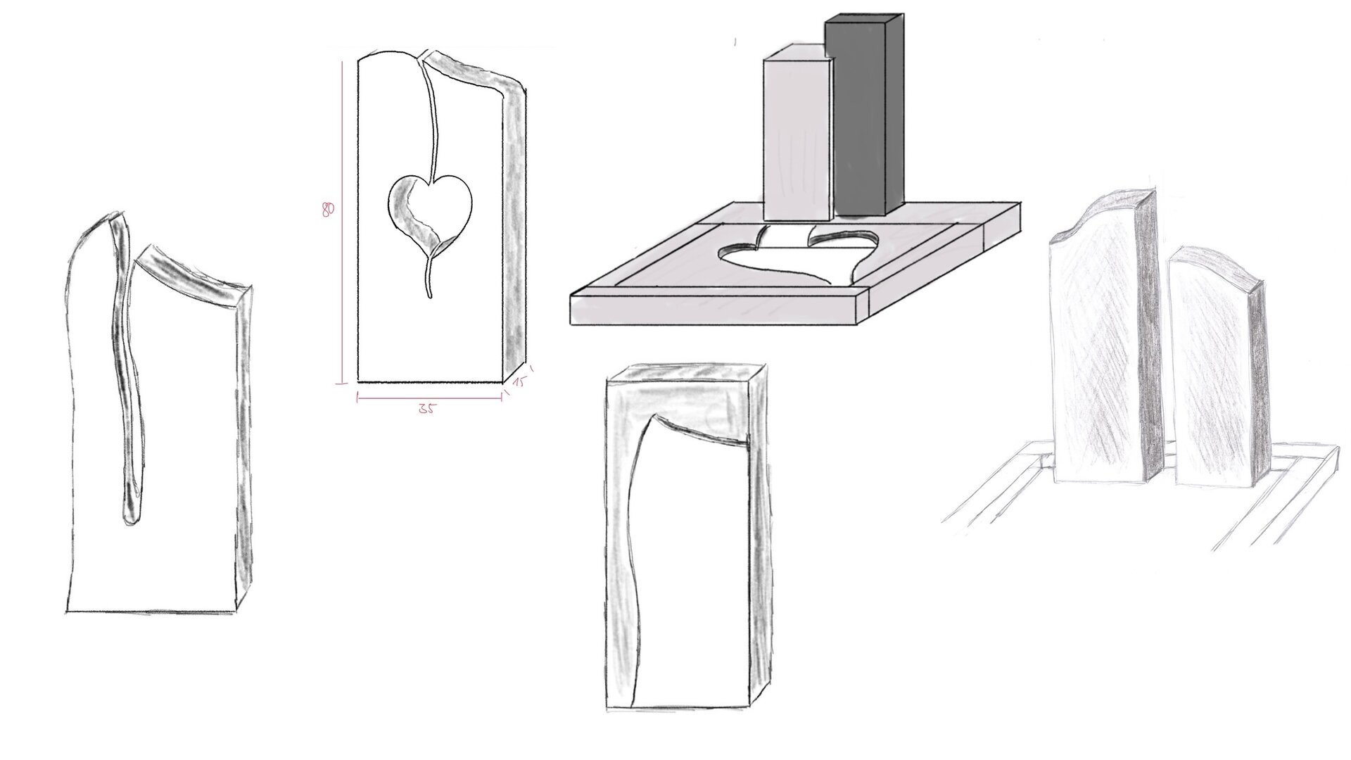 Im Rahmen eines Beratungsgesprächs entstehen skizzierte Entwürfe für die geplanten Grabsteine. | © Messerschmidt GmbH